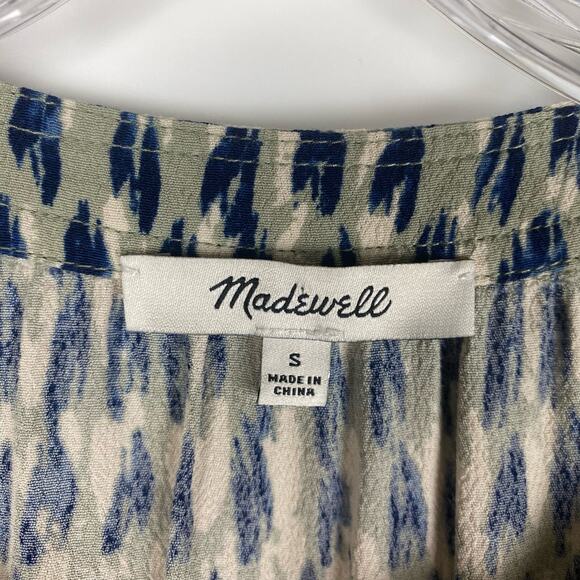 Madewell Sunpleat Lace Up Crepe Gray Feather Blouse Womens Size Small - Picture 6 of 14